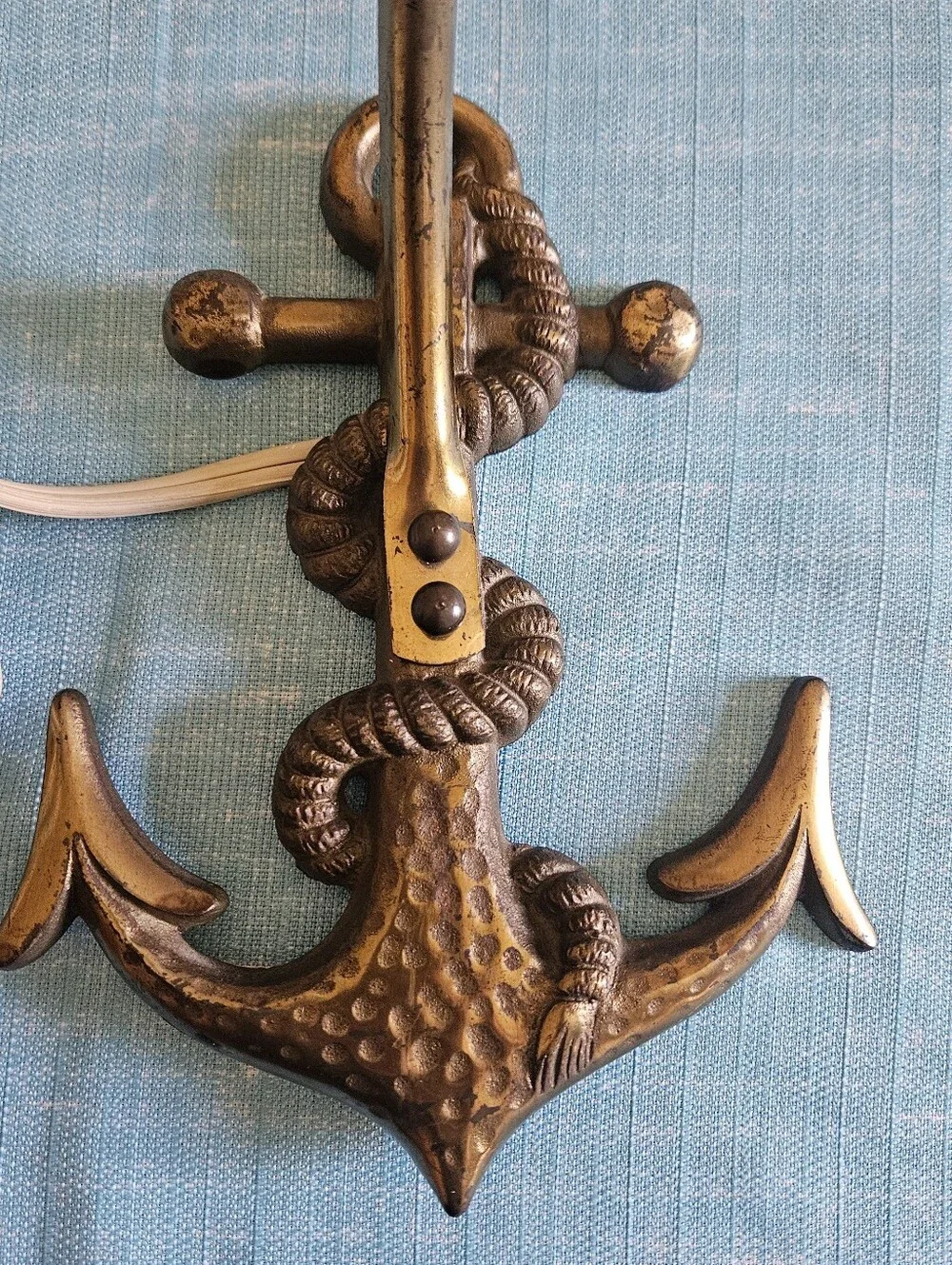 Vintage Anchor Wall Sconce Lamp in Brass Finish MCM Nautical